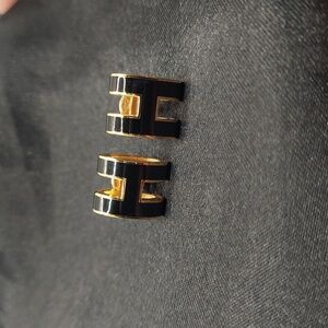 Hermes Black And Gold H Mini Pop Earrings